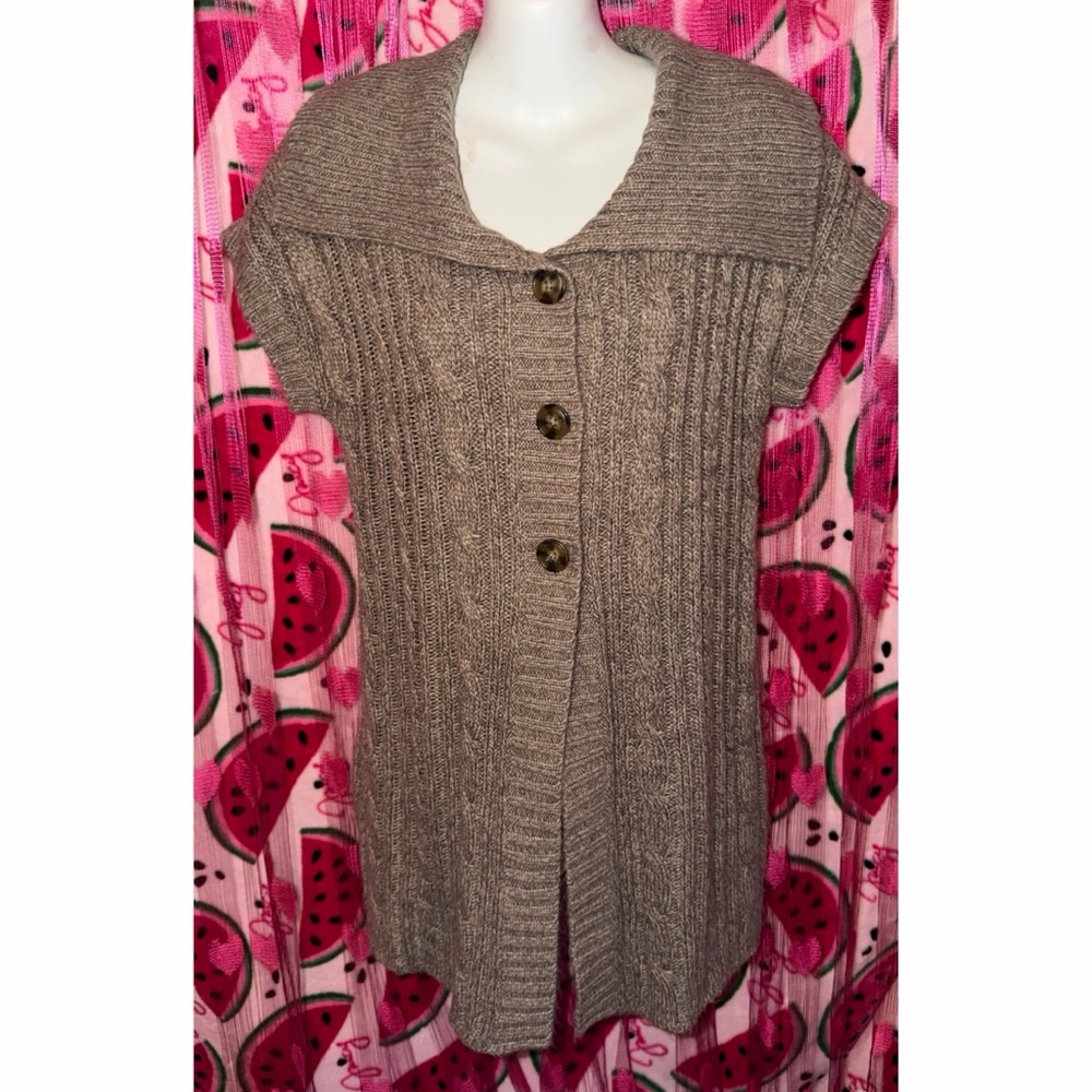 🤎 Croft & Barrow Half Button-Up Cable Knit Cardigan